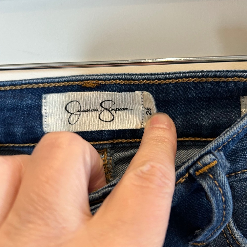 Jessica Simpson Kiss Me Super Skinny Jeans Dark Wash Blue Stretch Size‎ 26 - Picture 3 of 10